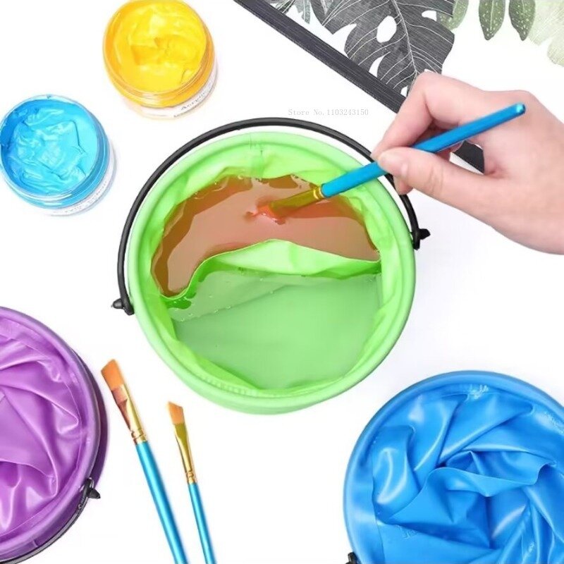 Color Portable Folding Bucket Wash Pen Bucket Children's Watercolor Pigment Brush Cleaning Tools Fine Art Painting Supplies