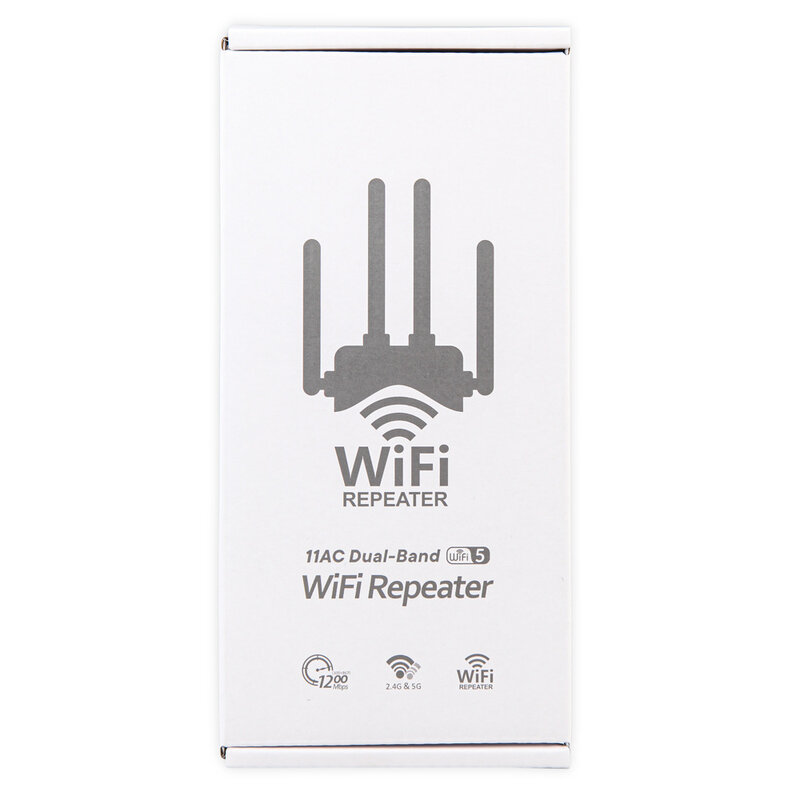 Modem jaringan nirkabel, pengulang Wi-Fi 1200Mbps Dual-Band 2.4/5G 4 antena penguat jangkauan Wi-Fi