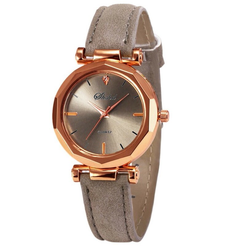 Jam tangan kulit Pu wanita, arloji kasual gaya klasik Quartz temperamen dengan Dekorasi Kristal tanggal Harian Semua cocok