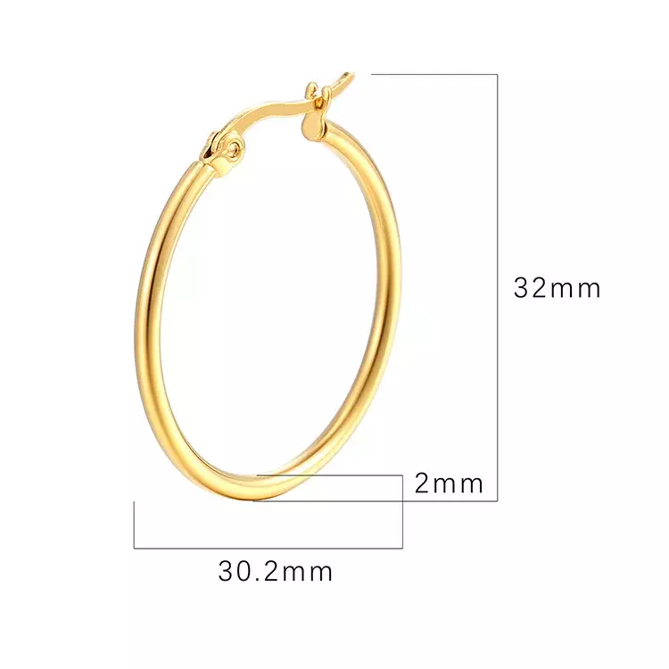 Brincos circulares de aço inoxidável para homens e mulheres, ouro e prata, anéis de orelha não desvanecentes, aros de jóias masculinas