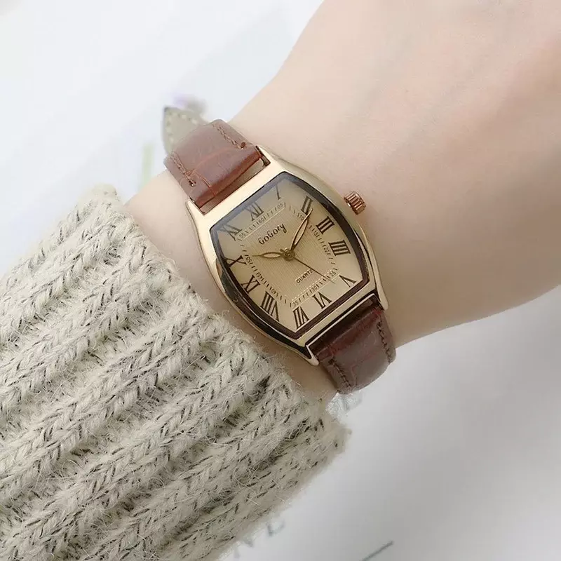 Reloj de pulsera de cuero para mujer, cronógrafo de estilo Retro, color marrón, resistente al agua hasta 30M, calidad pequeña, Envío Gratis