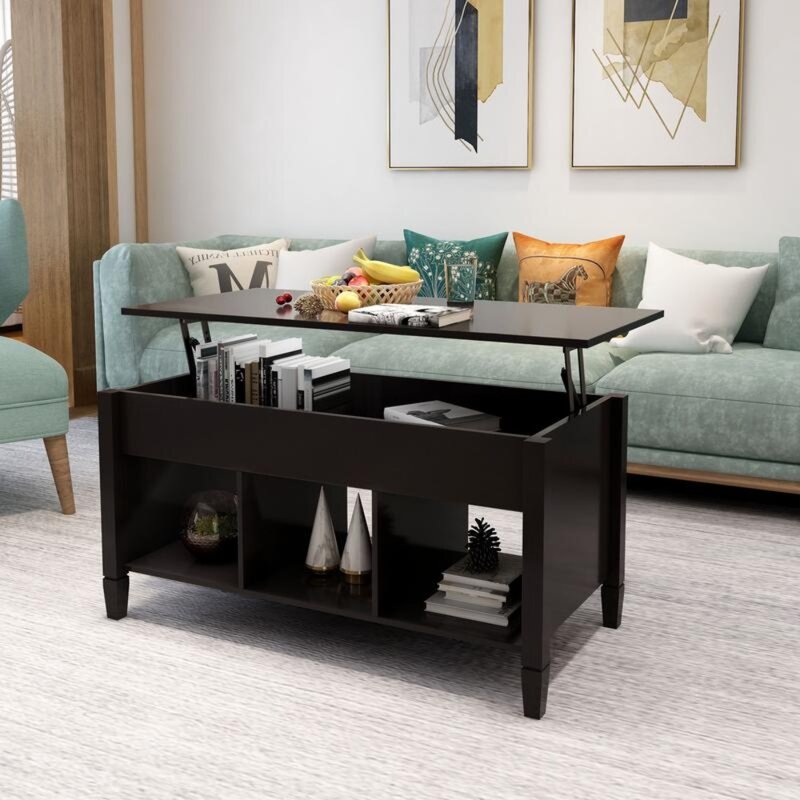 Tables basses d'angle pour salon, table centrale, côté de luxe, meubles noirs, tendance simple et ascenseur
