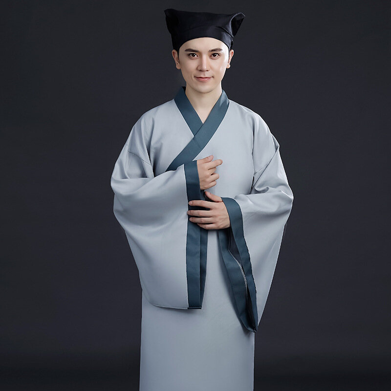 Chińska szata starożytny uczony kostiumy dla studentów mężczyzn aldult Kimono chiny tradycyjna Vintage etniczna scena przebranie na karnawał Hanfu