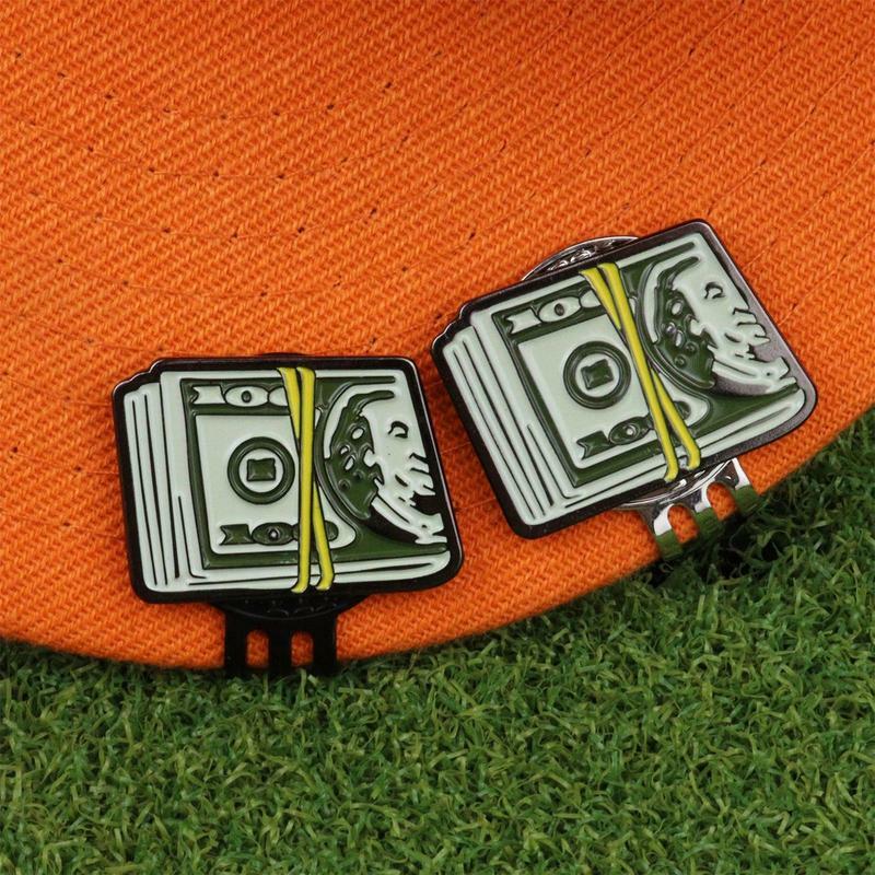 Marqueur de balle de golf magnétique en métal avec clip de casquettes, pince à chapeau, porte-balle créatif, billet de dollar, accessoires de golf, cadeaux de golfeur