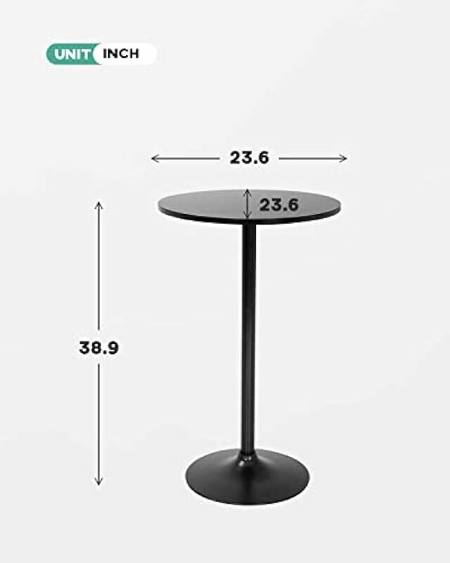 Modern Round Pub Hydraulic Dining Room Home Kitchen Bar Top Tall Table, Black