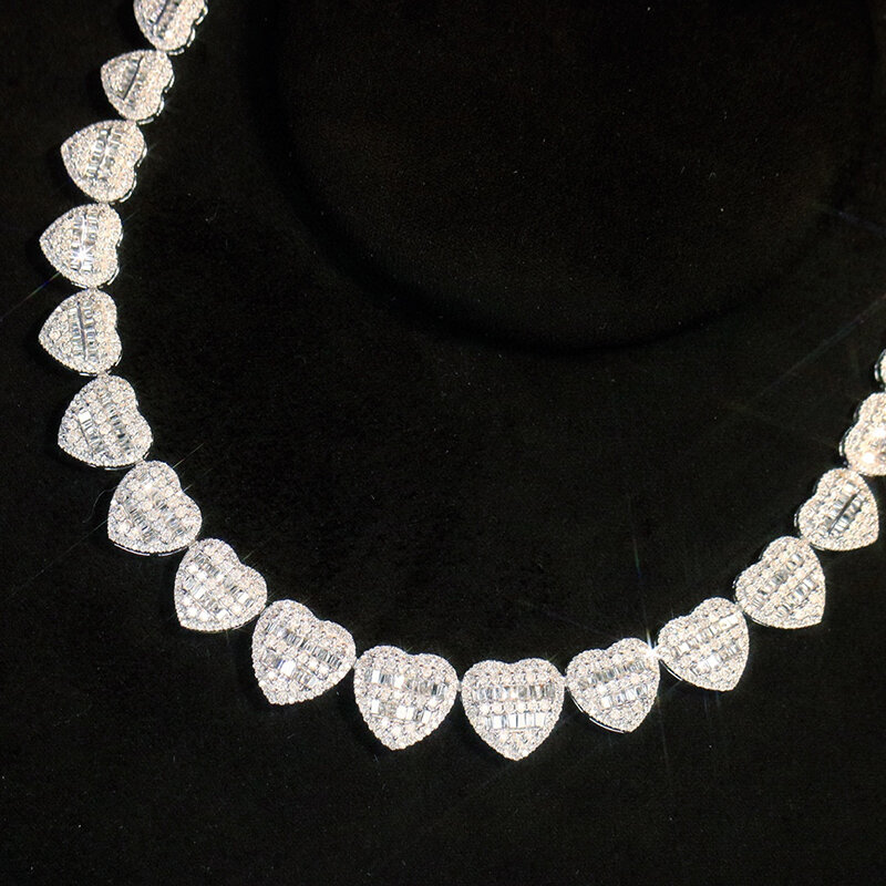 女性のための白いゴールドネックレス,LUOWEND-18K,高級,ハートデザイン,本物の天然ダイヤモンド,ランケット,高品質,ジュエリー7.5