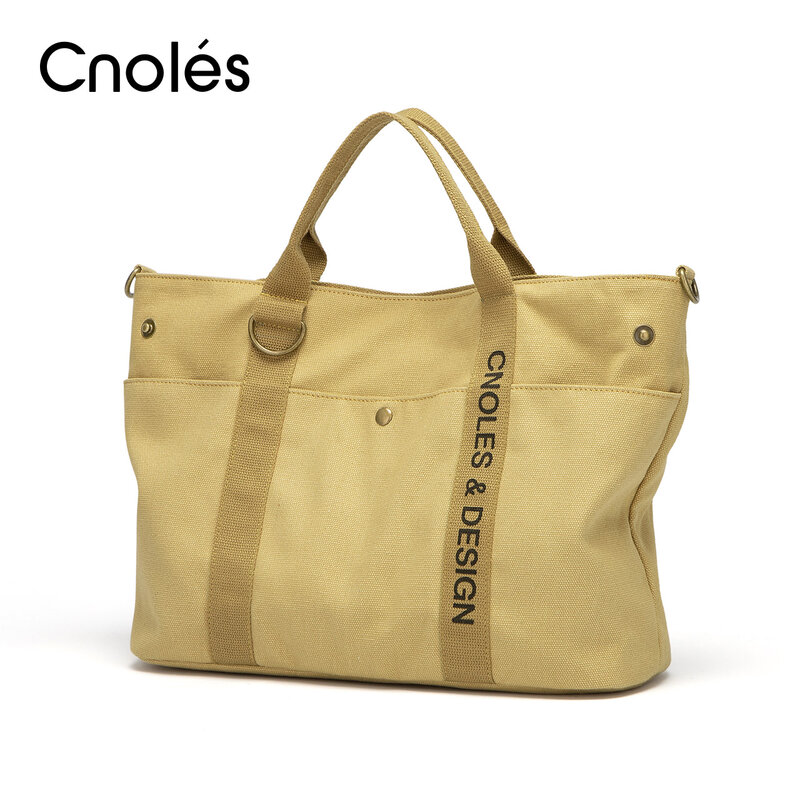 Cnhol-仕事に行くためのキャンバスのハンドバッグ,仕事に行くのに理想的,カジュアル,ヴィンテージ,軽量で豪華なデザイン
