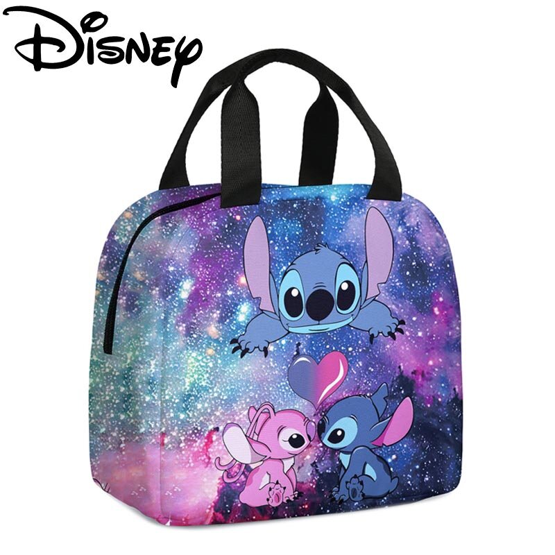 Disney Stitch Lunch Bag para crianças, pano Oxford, impermeável, isolado, ao ar livre, piquenique, caixa, desenhos animados, meninas, bolsa