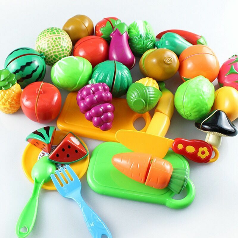 DIY Retend Play Toys 플라스틱 식품 절단 과일 야채 척 놀이 어린이 주방 장난감 몬테소리 학습 교육 장난감
