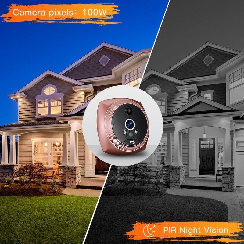 Wsdcam Bel Pintu 4.3 Inci Kamera Video Lubang Intip Monitor Deteksi Gerakan Mata Bel Pintu Digital PIR Penglihatan Malam