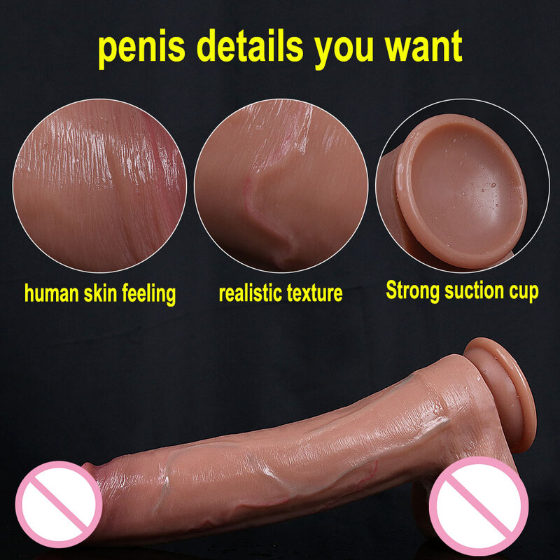 Miękkie Sexy ogromne Dildo skóra uczucie realistyczny Penis zabawki erotyczne dla kobiet duże Dicks Double Layersilicong przyssawka stymulator analny