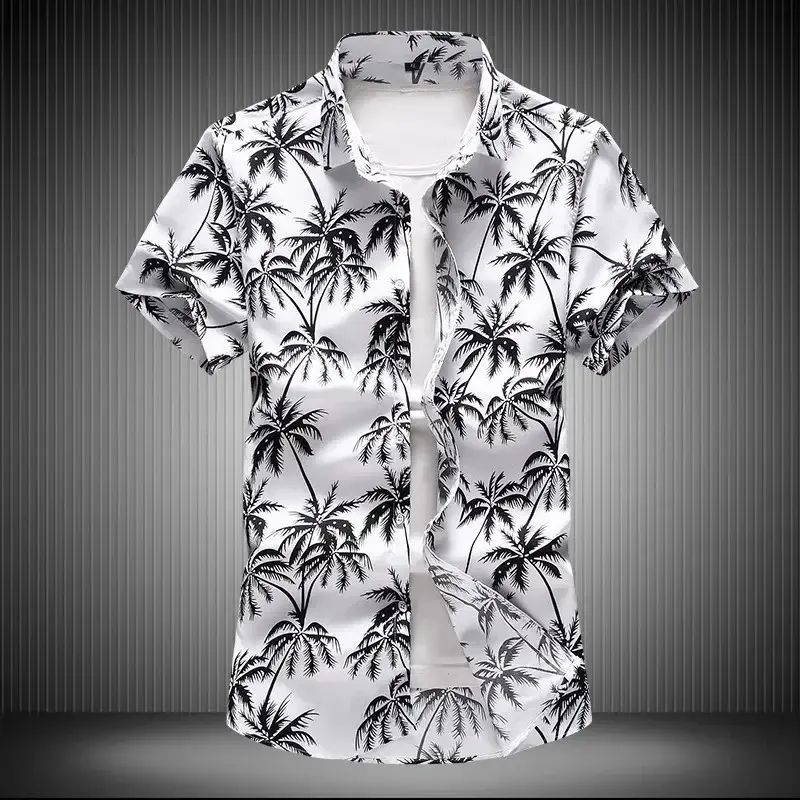 قميص هاواي للرجال بأكمام قصيرة ، قميص شاطئ غير رسمي بزهور ، تي شيرت سريع الجفاف ، ملابس رجالية ، مقاس كبير ، الصيف ،