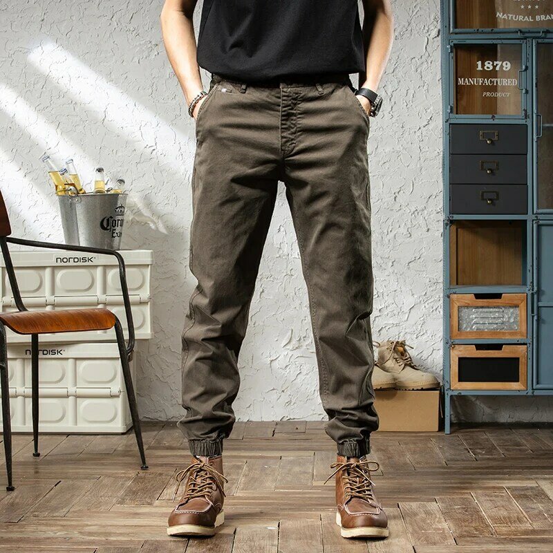 Модные Дизайнерские мужские джинсы, эластичные Простые повседневные брюки-карго, мужские Джоггеры в Корейском стиле, в стиле хип-хоп, мужские комбинезоны, брюки для отдыха