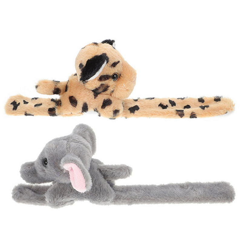 Pulsera de animales de peluche para niños, brazalete de dibujos animados de felpa, 2 piezas