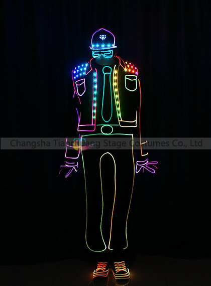 Vêtements de danse LED pour adultes, vêtements de performance sur scène pour garçons, groupe d'équilibre léger, TRON, 303, offre spéciale
