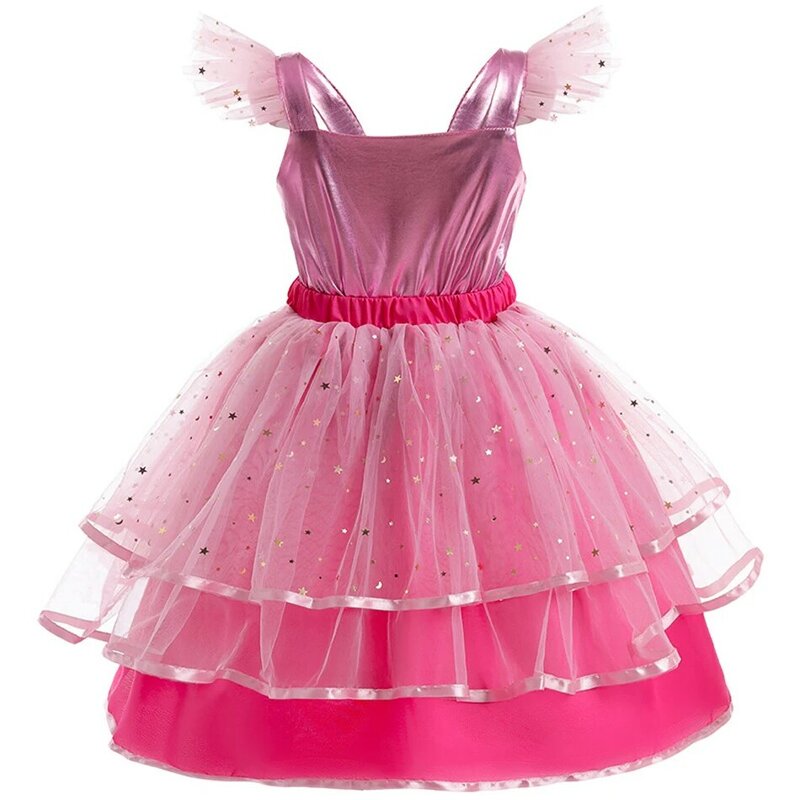 Princess Girls Rosy Movie Tutu Dress for Girl Letter B Birthday Party New Year Christmas Costumes Margot Ken Robbie