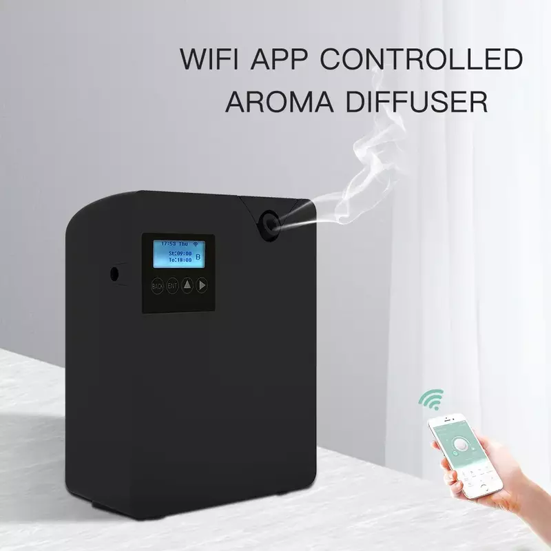 Difusor de aroma sem água com controle Wi-Fi, difusor de óleo essencial, função temporizador, dispositivo de fragrância aromática para casa e hotel, 300ml