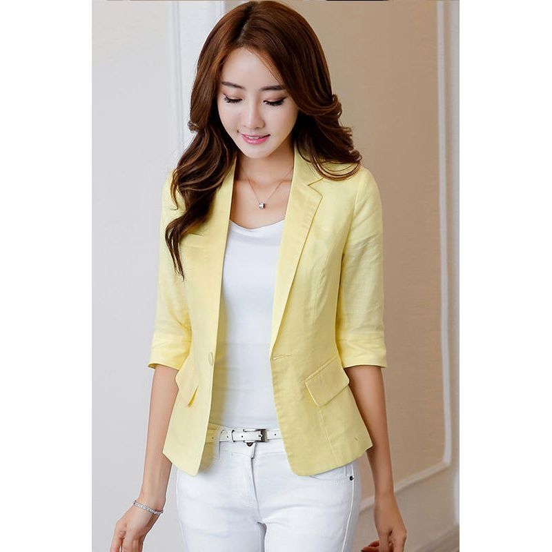 2024 Spring Summer Solid Color New Slim Fit Suit Long Sleeved Coat For Women Simple Casual Pocket Sunblock Coat Female Z1011
