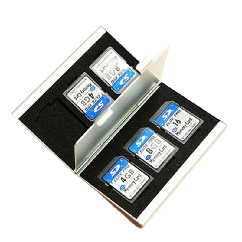 معدن MMC بطاقة الذاكرة سبائك الألومنيوم صندوق تخزين الكاميرا 6 الحال بالنسبة SD MMC TF بطاقة الذاكرة تخزين بطاقة الحال بالنسبة لحماية البطاقات