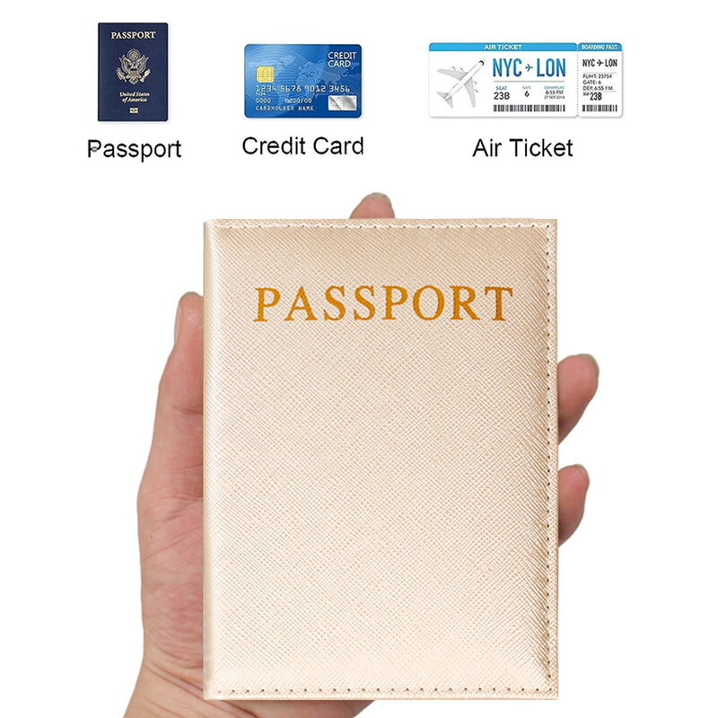 Tempat paspor kulit PU multifungsi, Dompet pelindung perjalanan kartu kredit bercetak seri huruf cinta