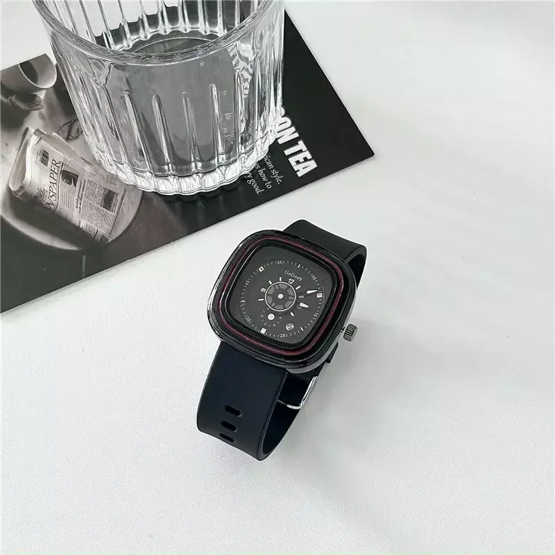 Квадратные мужские часы для студентов, простые, в холодном стиле, высококачественные, модные, для подростков
