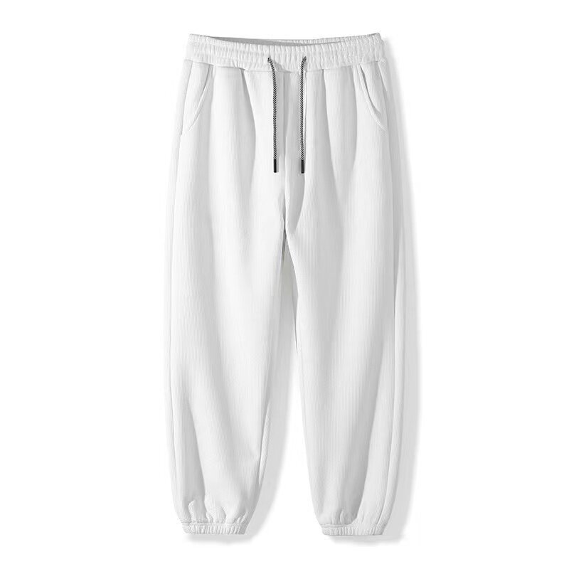 Spring and Autumn New Men's Casual Fashion Versatile Waffle Guard Pants 2024 Seasonal Loose Breathable Sports Elastic Pants