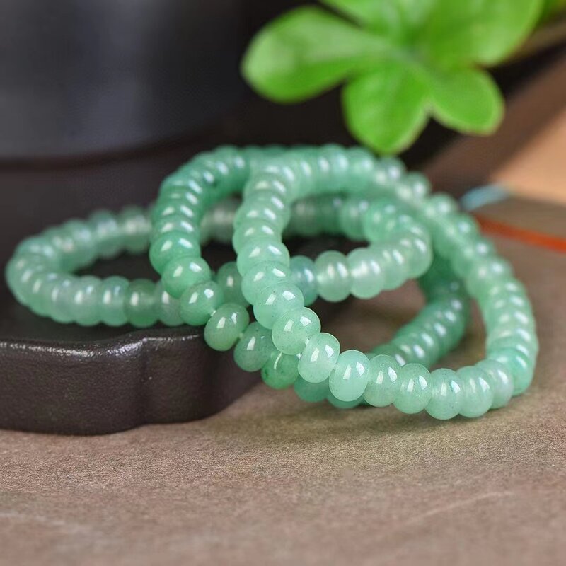 Aventurine Jade Abacus Beads catena a mano bracciale in pietra verde naturale bracciale elastico da donna gioielli accessori per pietre preziose di moda