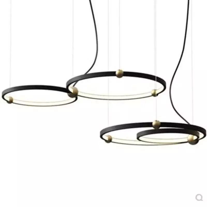 Illuminazione per interni di moda moderna lampada a sospensione a LED anelli apparecchio di sospensione nero nuovo apparecchio di illuminazione Home Art Deco luci a sospensione