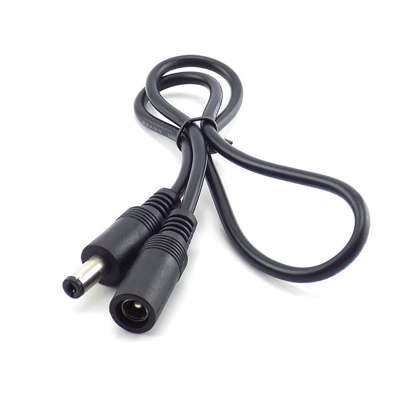 Fêmea para macho Plug cabo de alimentação, CCTV DC Adapter, 12V cabos de alimentação, 5.5mm x 2.1mm, Camera Power Cord Extension