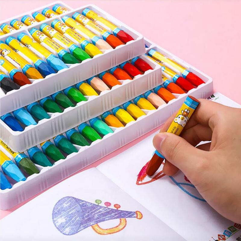 Set krayon gambar warna-warni pensil pensil Caryon lilin pena Pastel minyak