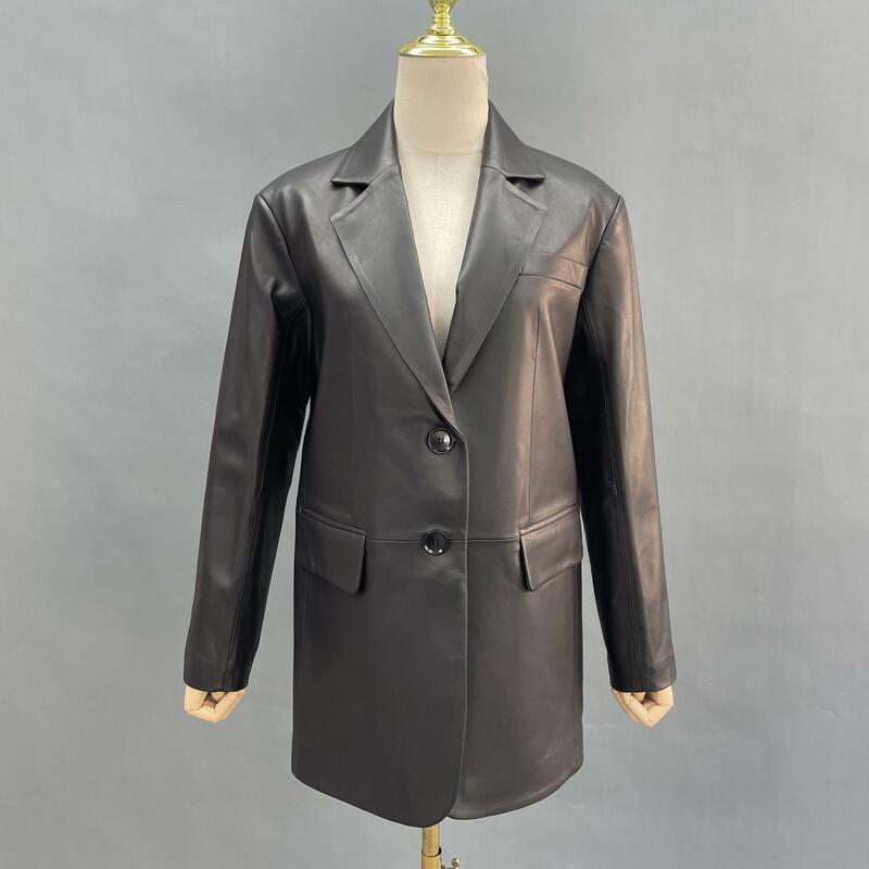 Женская мягкая кожаная куртка, Офисная Весенняя верхняя одежда