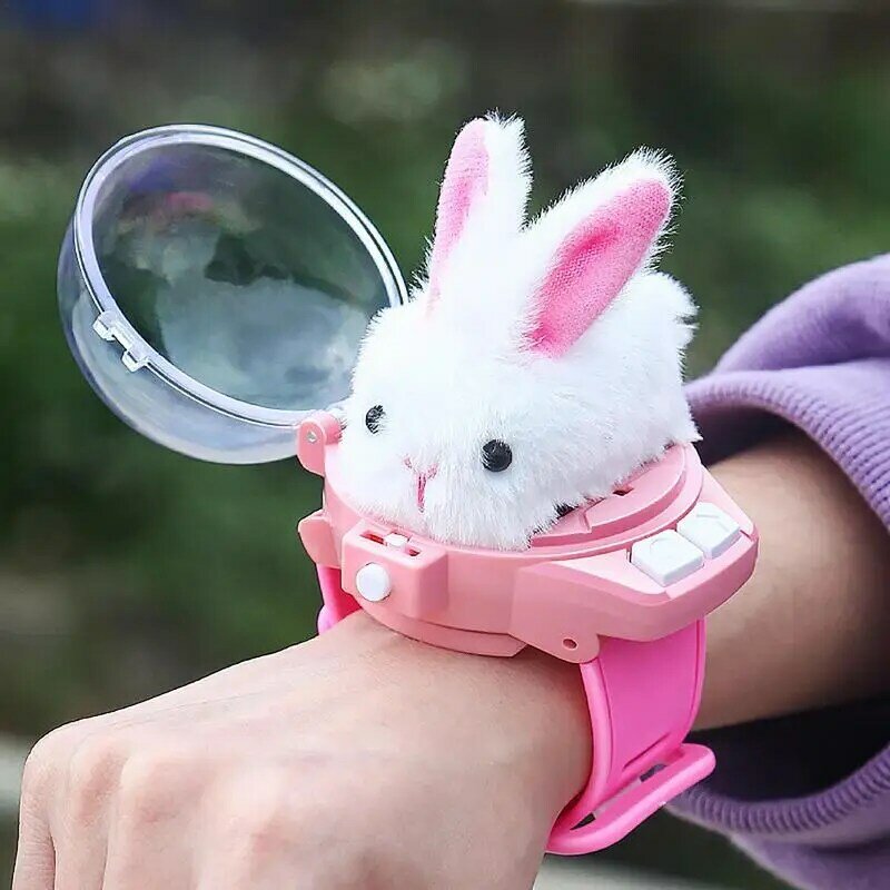 Мини-часы Радиоуправляемые игрушечные машинки 2,4 ГГц часы игрушечный плюшевый кролик съемный USB зарядка Радиоуправляемый автомобиль с задними фонарями для детей