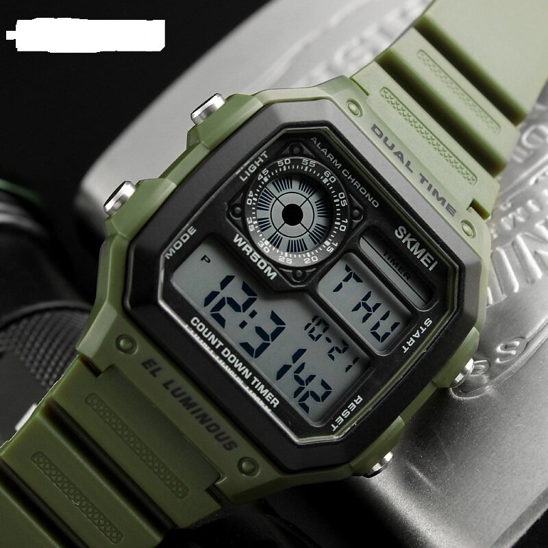 Часы наручные мужские цифровые, модные студенческие спортивные многофункциональные водонепроницаемые с будильником