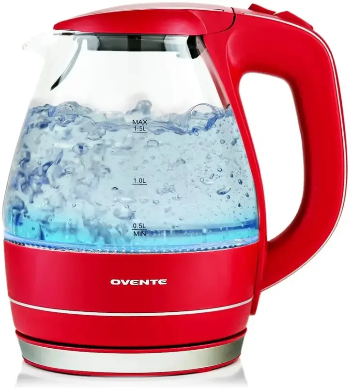 Электрический чайник для горячей воды, портативный стеклянный чайник с фильтром на 1,5 литров, столешница из нержавеющей стали