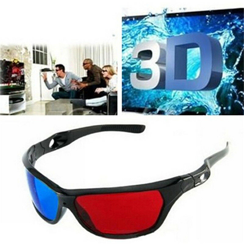 Okulary 3D Czerwona Niebieska Czarna Ramka Do Wymiarowej Gra DVD z Filmem Anaglyph TV
