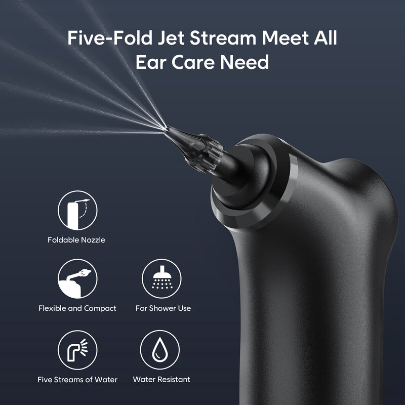Kit pembersih telinga elektrik 4 mode tekanan, pembersih telinga anak dewasa, alat pembersih telinga dengan irigasi air, perawatan kesehatan