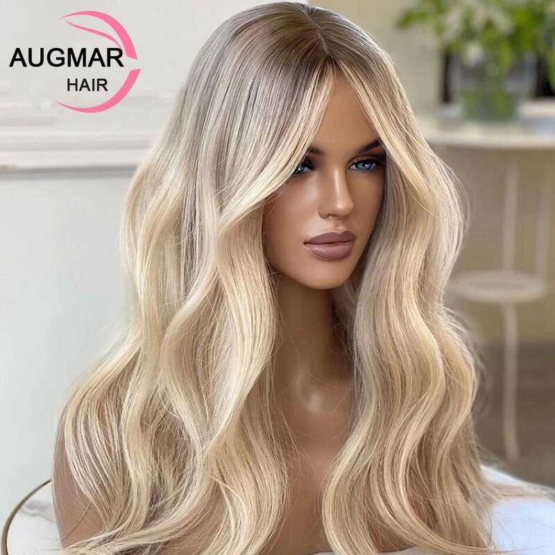 Blond peruka z peruką z falą ludzkiego włosa peruka przezroczysta 13x6 HD koronkowa peruka z przodu wstępnie oskubane 13x4 koronkowa peruka z przodu ludzkich włosów