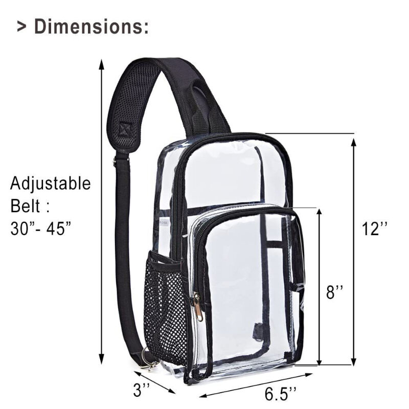 Clear Sling Bag for Men &women PVC Transparent Chest Bags Waterproof Single Shoulder Crossbody Bag Trend Travel Storage Package