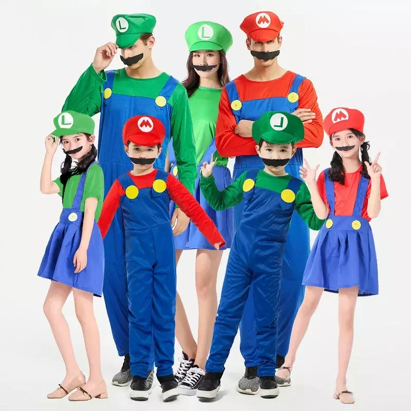 Costumes Festival Cos Anime Costumes Parent-child Character Performance Costumes Children's Mario Clothes Super Mario