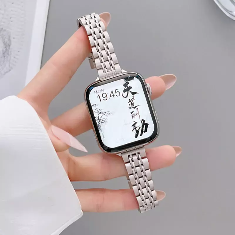 Tali jam tangan Apple, untuk jam tangan Apple Ultra 2, 49mm, 42mm, 44mm, gelang logam, iWatch seri 9 8 7 6 SE 5 4 3 wanita 45mm 41mm
