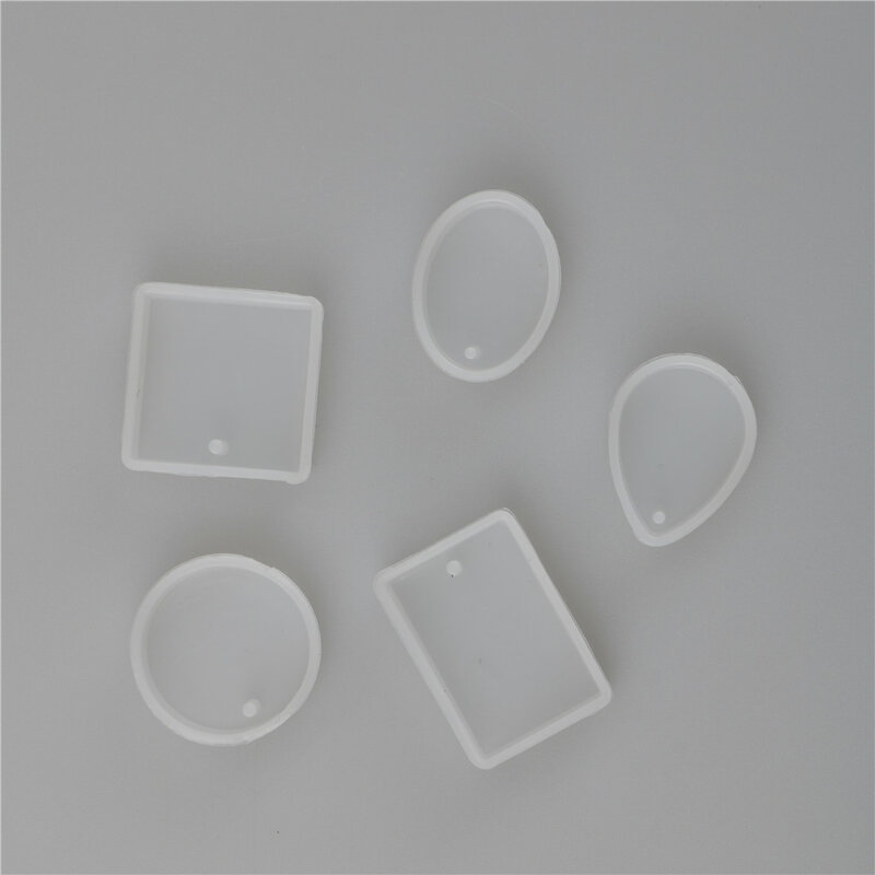 Molde de silicone de Waterdrop Shape, DIY Craft, resina epóxi moldes, colar pingente molde, redondo, quadrado, oval, retângulo, buraco, 1pc, 5pcs