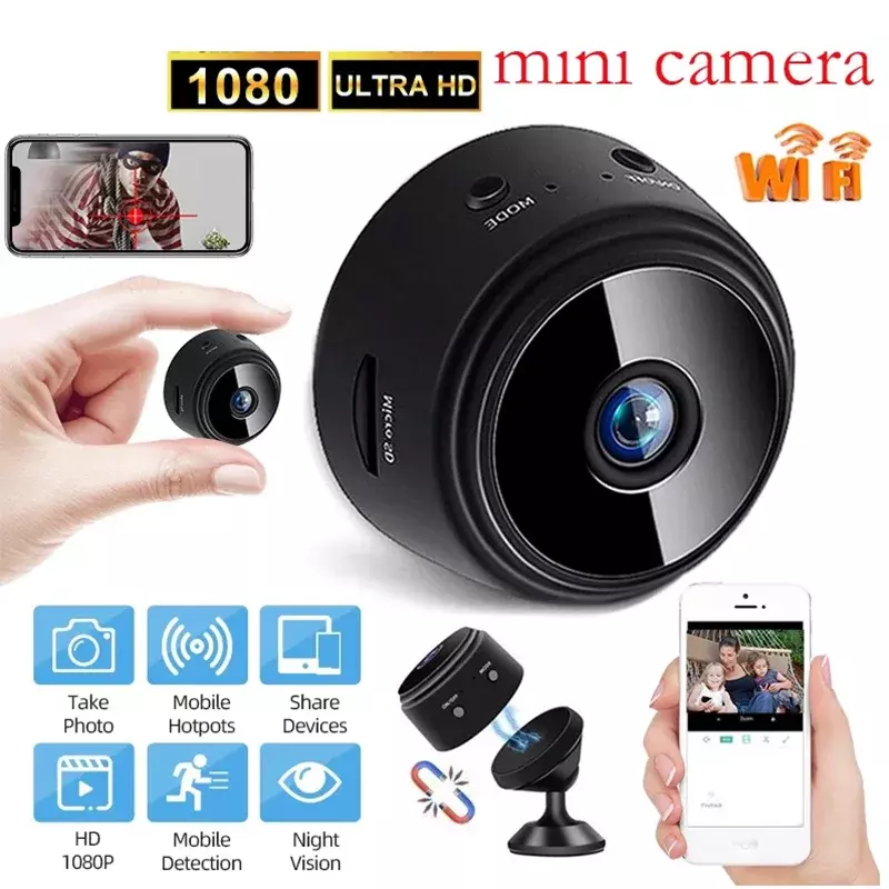 Mini Câmera de Vigilância Sem Fio, WiFi, 1080P HD, Gravador, Ímã, Ao Ar Livre, Vídeo, Segurança, Casa, Escritório