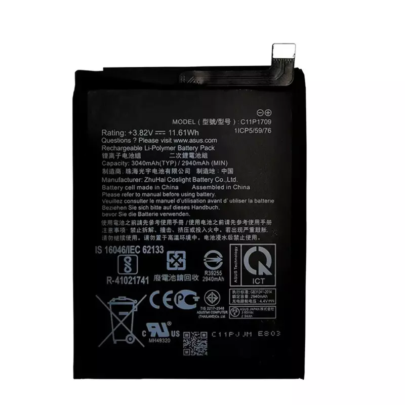 100% Original High Capacity C11P1709 Phone Battery For Asus Zenfone live L1 ZA550KL X00RD 3040mAh +Free Tools