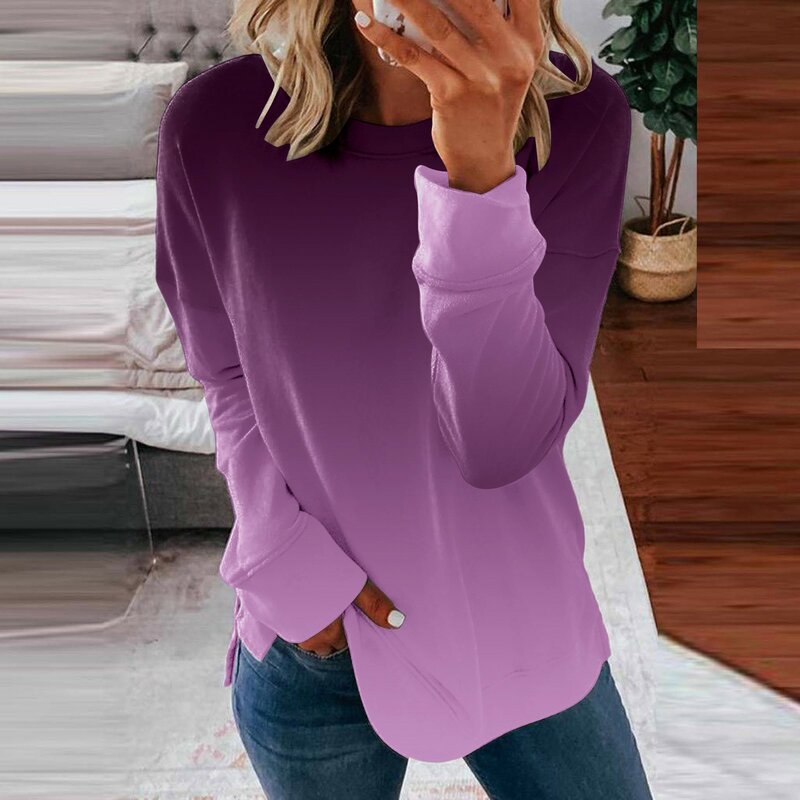 Женский винтажный свитшот с капюшоном, новый пуловер с градиентным принтом, свободные толстовки, топ, Женский трендовый Повседневный осенний свитшот с длинным рукавом, 2023