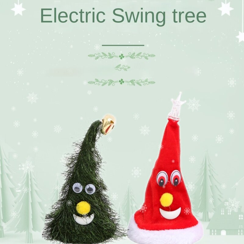 Elétrico Brilhante Árvore De Natal Chapéu De Pelúcia, Decorações De Natal, Balanço Cantando Música Cap, Feliz Ano Novo, Musical Brinquedo Engraçado Presente