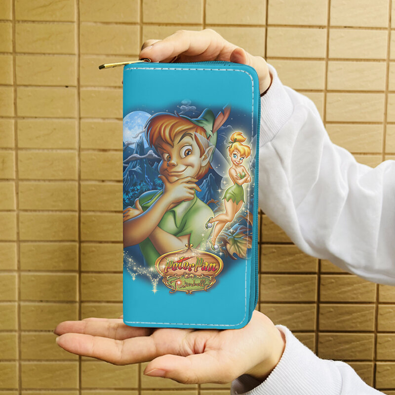 Disney Tinker Bell W5561 Anime Briefcases Wallet Cartoon Zipper Coin Bag Casual Purses Card Storage Handbag Gift