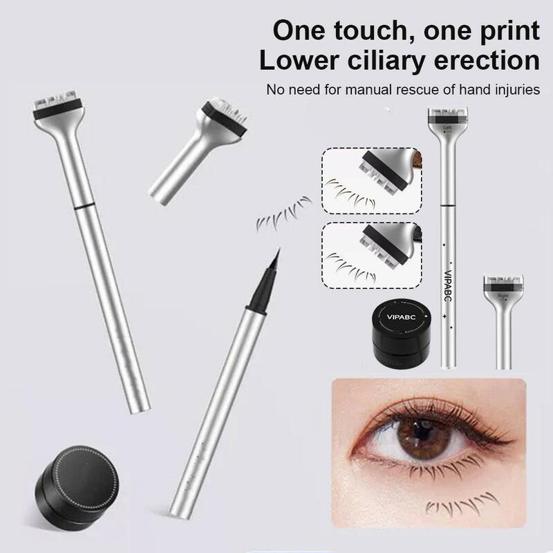 2in 1 Waterproof Lower Lash Stamp Set New Easy To Use Quick Dry Eye Liner Portable 0.01mm Tip Lower Lash Stamp With Ink