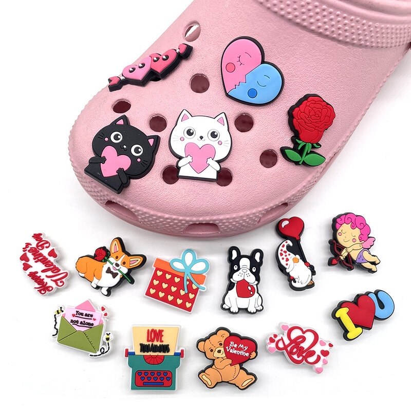 shoe Charms Accessories PVC Shoe Decoration For clog accessories Valentine's Day X-mas Gifts