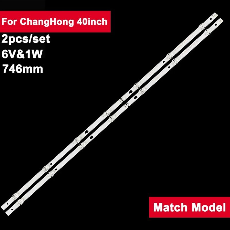 2 Buah Strip Lampu Latar Tv Led Lensa Persegi 6V untuk ChangHong 40 Inci RF-BS400S30-0701S-10A2 SA40S57N 4340D8001 Sa40s57n