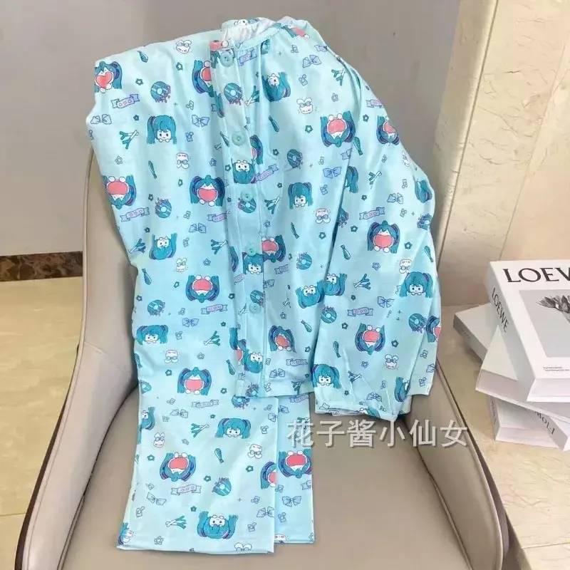 Hatsune Miku pajamas for women spring and autumn new long-sleeved anime cartoon cute student outer wear fashionable home clothes